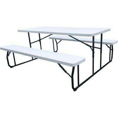 ICEBERG Picnic Table, Folding, 600/650 lb Cap, 71inx65inx29in, WE/BK ICE65925